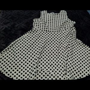 Avenue black and white dots fit and flair dress